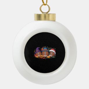 Funny Football Halloween Thanksgiving Xmas Spooky  Ceramic Ball Christmas Ornament