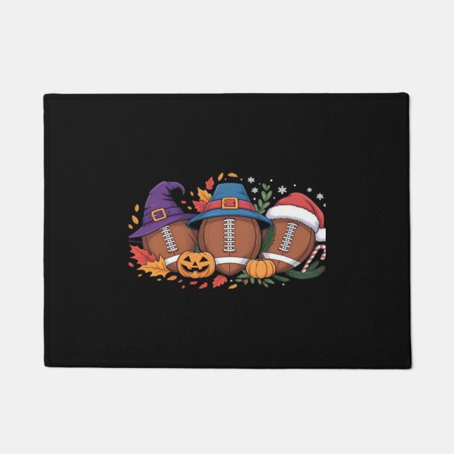Funny Football Halloween Thanksgiving Xmas Spooky  Doormat (Front)
