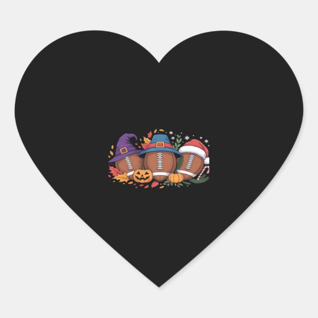 Funny Football Halloween Thanksgiving Xmas Spooky  Heart Sticker (Front)