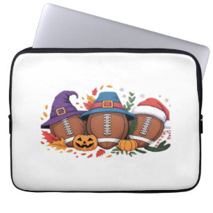 Funny Football Halloween Thanksgiving Xmas Spooky Laptop Sleeve