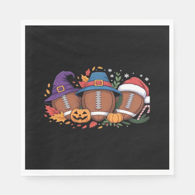 Funny Football Halloween Thanksgiving Xmas Spooky  Napkin (Front)