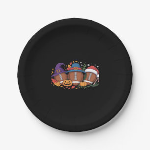 Funny Football Halloween Thanksgiving Xmas Spooky Paper Plate