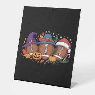 Funny Football Halloween Thanksgiving Xmas Spooky  Pedestal Sign