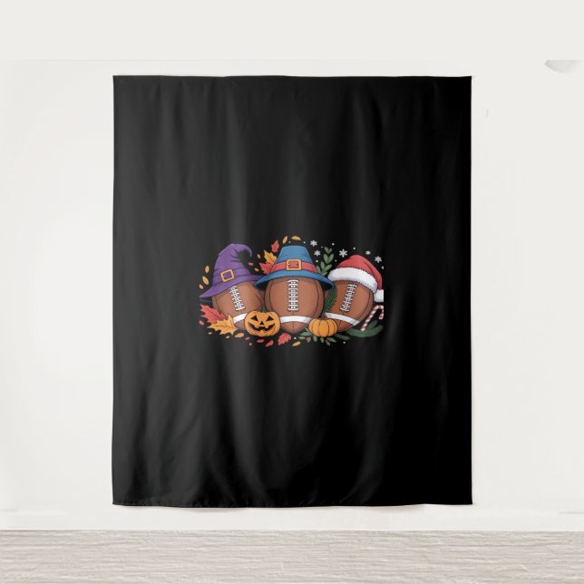 Funny Football Halloween Thanksgiving Xmas Spooky  Tapestry (Front)