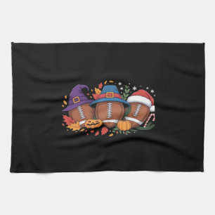 Funny Football Halloween Thanksgiving Xmas Spooky  Tea Towel