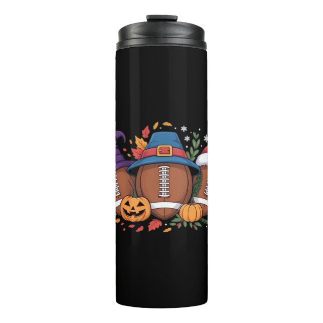Funny Football Halloween Thanksgiving Xmas Spooky  Thermal Tumbler (Front)