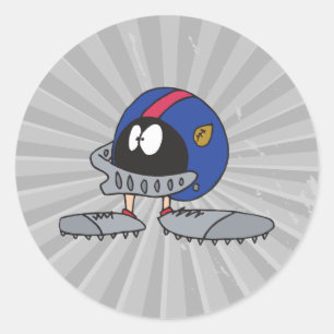 funny football helmet cartoon character classic round sticker