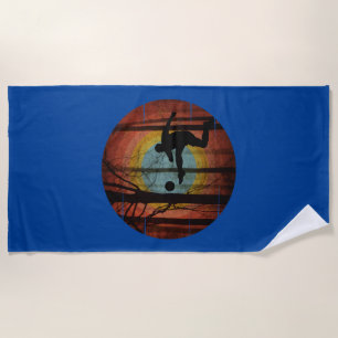 FUNNY FOOTBALL IN THE WOODS FOREST BEACH TOWEL