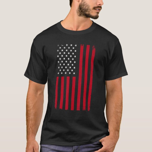 Funny Football Lover USA American Flag Soccer Spor T-Shirt (Front)