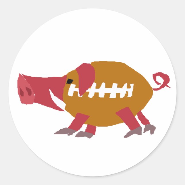 Funny Football Pig Pigskin Classic Round Sticker (Front)