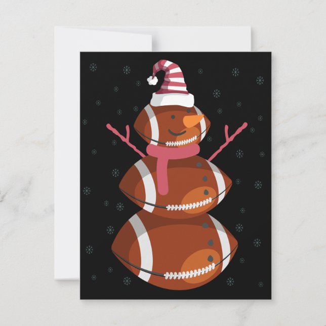 Funny Football Rugby Snowman Christmas New Year Card (Front)