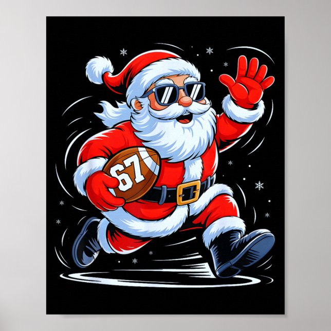 Funny Football Santa 67 Christmas Xmas Holiday Boy Poster (Front)