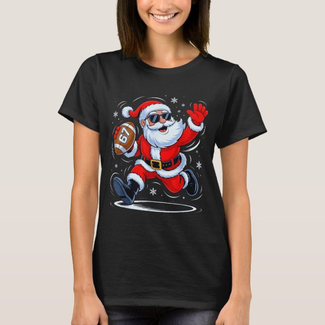 Funny Football Santa 67 Christmas Xmas Holiday Boy T-Shirt (Front)