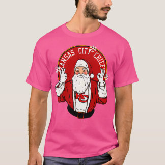 Funny Football Santa Claus Loves Kansas City Chief T-Shirt
