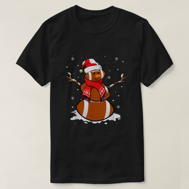 Funny Football Snowman Christmas Pyjamas Matching  T-Shirt (Design Front)