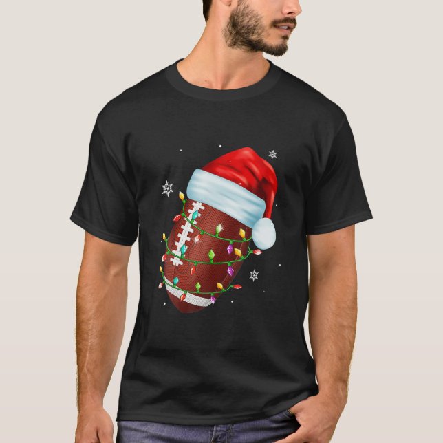 Funny Football Snowman Christmas Tree Pyjamas T-Shirt (Front)