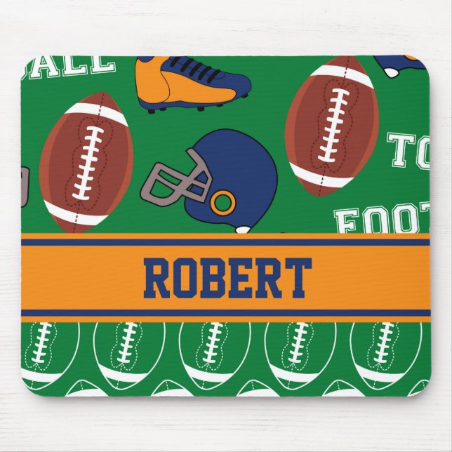 FUNNY FOOTBALL Sports Cartoon ADD YOUR NAME Mouse Mat (Front)