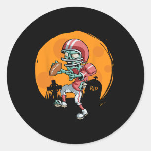 Funny Football Zombie Player Halloween Football Sp Classic Round Sticker