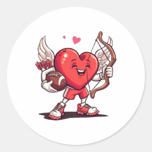 Funny Footll Valentines Day Boys Kids Girls Cupid Classic Round Sticker