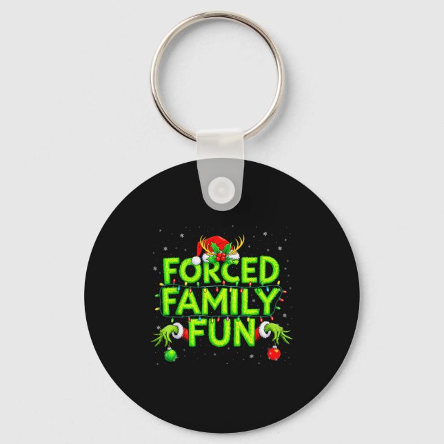 Funny Forced Family Fun Christmas Holiday Shirt Me Key Ring (Front)