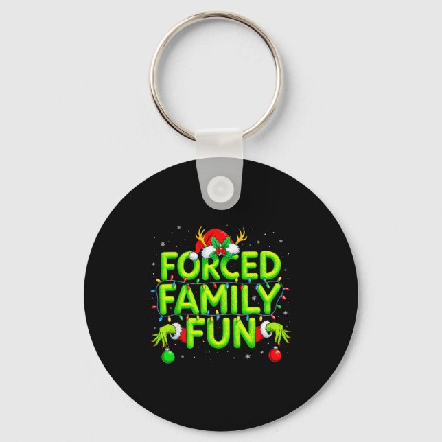 Funny Forced Family Fun Christmas Holiday Shirt Me Key Ring (Front)