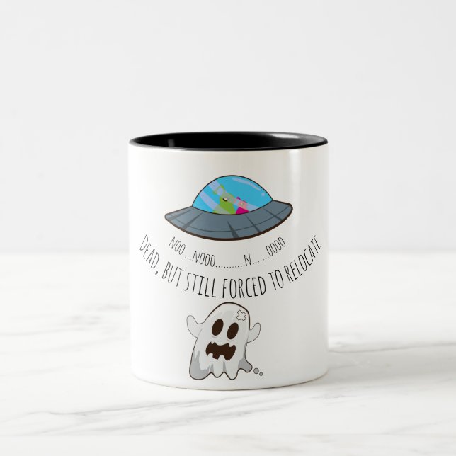 Funny Forced to Relocate Ghost Two-Tone Coffee Mug (Center)