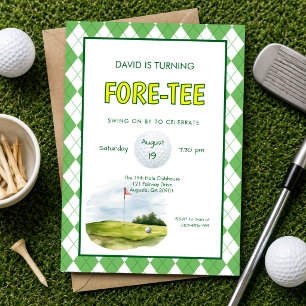 Funny Fore-tee Golf 40th Birthday Invitation
