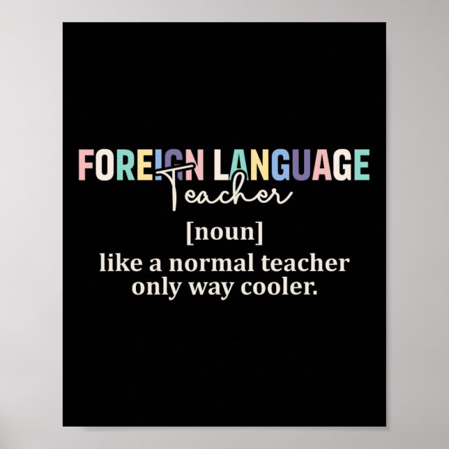 Funny Foreign Language Teacher Definition Back To  Poster (Front)