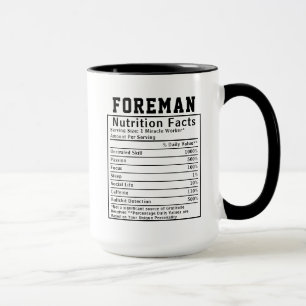 Funny Foreman Nutrition Facts Project Manager Gift Mug