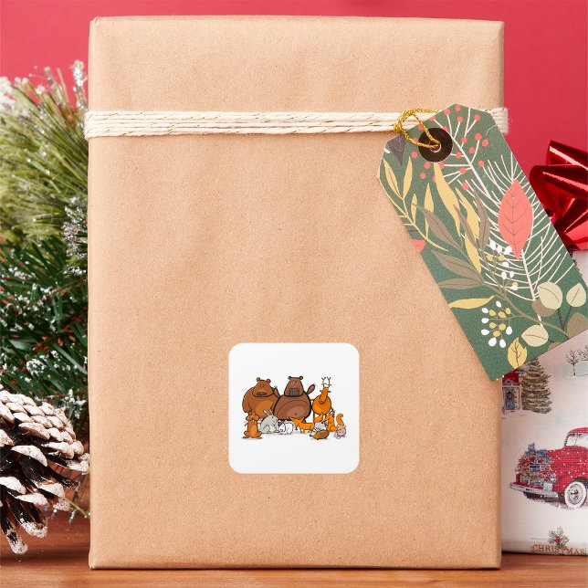 Funny Forest Animals Cute Woodland Creatures Square Sticker (Creator Uploaded)