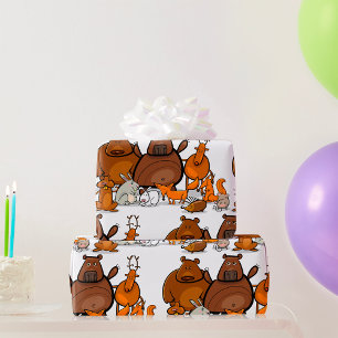 Funny Forest Animals Cute Woodland Creatures Wrapping Paper