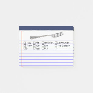 Funny "Fork" With Multiple Choice 4"X3" Post-it Notes
