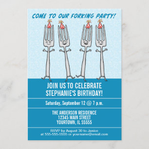 Funny Forking Birthday Party Invitation