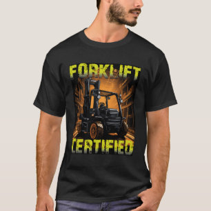 Funny Forklift Operator Forklift Certified Retro V T-Shirt