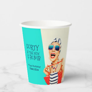 Funny Forty is the New F-Bomb 40th Birthday Party Paper Cups