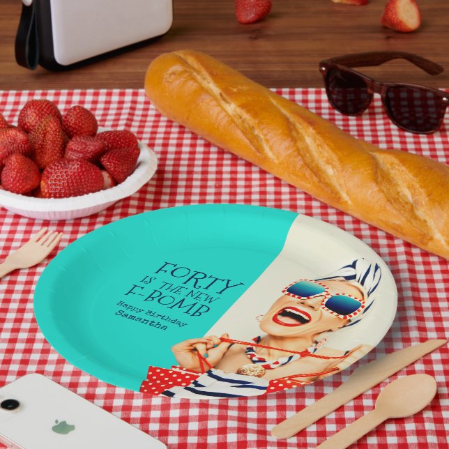 Funny Forty is the New F-Bomb Birthday Party Paper Plate (Picnic)