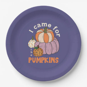 Funny Four Pumpkins Fall Paper Plate