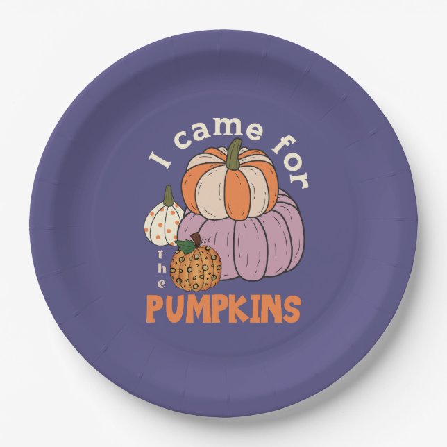 Funny Four Pumpkins Fall Paper Plate (Front)
