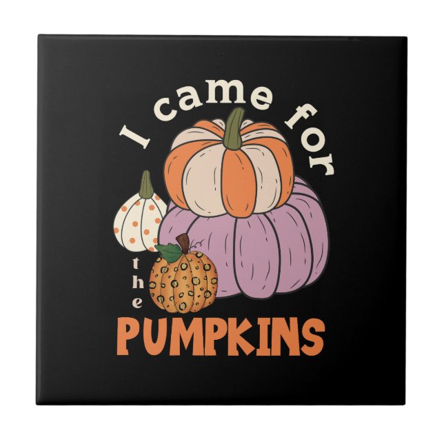 Funny Four Pumpkins Fall Tile (Front)