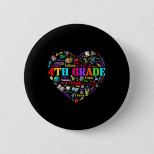 Funny Fourth Grade Heart Students First Day Of Sch 6 Cm Round Badge