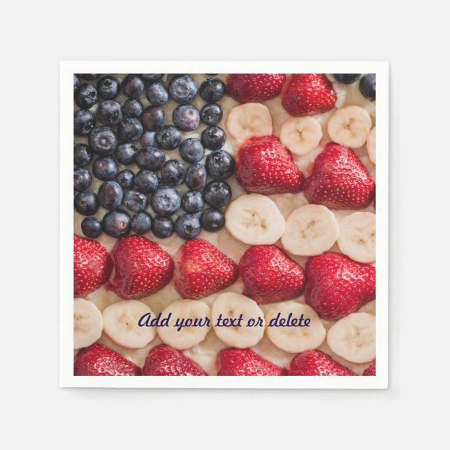 Funny Fourth of July American USA Flag Faux Fruit Napkin (Front)