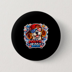 Funny fourth of july bruh beagle dog patriotic usa 6 cm round badge