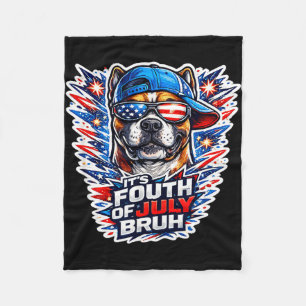 Funny fourth of july bruh boxer dog patriotic usa fleece blanket