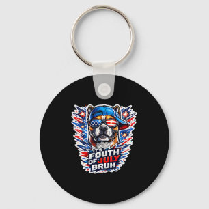 Funny fourth of july bruh boxer dog patriotic usa key ring