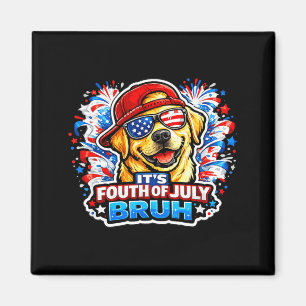 Funny fourth of july bruh golden retriever dog magnet