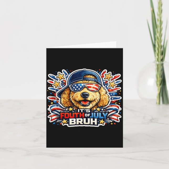 Funny fourth of july bruh goldendoodle dog card (Front)