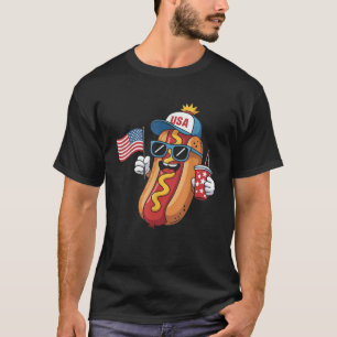 Funny Fourth of July Hotdog Patriotic USA Flag 4th T-Shirt