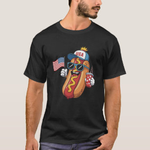 Funny Fourth of July Hotdog Patriotic USA Flag 4th T-Shirt