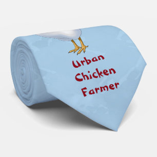 Funny Fowl Language Urban Chicken Farmer Tie