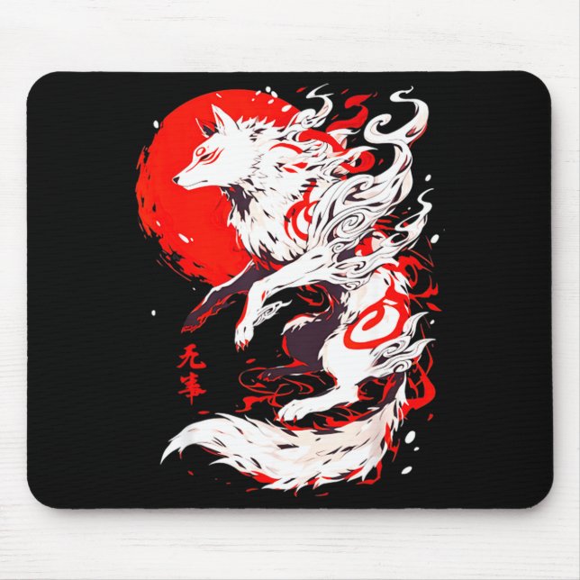 Funny Fox Animal Cute Okami Basic Japan Style Retr Mouse Mat (Front)